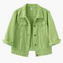 Locachy Womens 3/4 Sleeve Short Denim Jacket Lapel Button Down Cropped Trucker Jean Jackets Coats Small