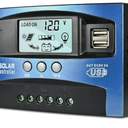 60A MPPT Solar Charge Controller, 12V/ 24V Solar Panel Battery Intelligent Regulator with Dual USB Port, LCD Display and Timer Setting ON/Off Hours