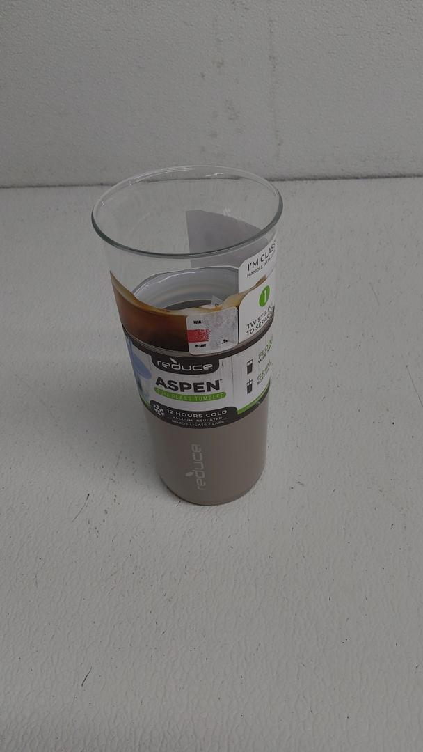 REDUCE Aspen 20 oz Vacuum Insulated Glass Tumbler with Lid & Extra Wide Straw - Keeps Drinks Cold for 12 Hrs - Ideal for Iced Coffee, Smoothies & Boba - Dishwasher Safe, Soft Base