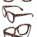 Zéro D 2 Pack Oversized Blue Light Glasses for Women Chic Square Computer Glasses Reduce Eye Strain Tortoise&MatteBlack