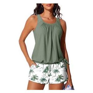 Womens Tankini with Shorts - Two Piece Swimsuit