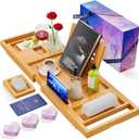Yirilan Lux Expandable Bathtub Tray Caddy with 3 Bath Bombs-Self Care and Relaxation Birthday Gifts for Women and Men, Housewarming Gift Idea, for Mom Sister Daughter Wife