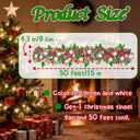 50 Feet Christmas Tinsel Garland with Snowflake Christmas Tree,Christmas Garland Decorations with Glitter Foil,Shiny Metallic Twist Garland for Xmas Tree,Home Mantle,Staircase Railing (50FT-Green Red)