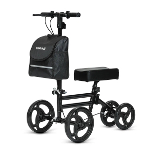 ELENKER Knee Scooter Economy Knee Walker with Dual Braking System for Injury or Surgery to The Foot, Ankle Injuries Bright Black