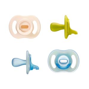 Tommee Tippee Stay Put Pacifier Set, Contains 2 Ultra-Light StayPut Glow in The Dark Pacifiers and 2 Ultra-Light StayPut Pacifiers, 6-18 Months, One-Piece Silicone Design, Pack of 4
