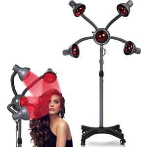 750W 5 Head Infrared Standing Salon Hair Dryer with Adjustable Height Ideal for Perming Dyeing All Hair Styling Needs, Complete with Chrome Arms (Grey)