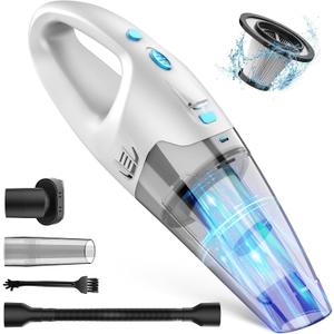 FUOAYOC Handheld Vacuum Cordless, 6KPA Strong Suction & 25 Mins Runtime, 1.6lbs Lightweight Hand Vacuum Cordless Rechargeable with HEPA Filter/LED Light/Multi-Accessories,for Home/Car/Office Cleaning