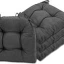 SQUARE MOON Chair Cushions for Dining Chairs, 3 Inch Thick Comfortable Kitchen Chair Pads, Dining Room Seat Cushions with Ties, Machine Washable, 17" x 16" x 3", 4/Pack, Dark Grey