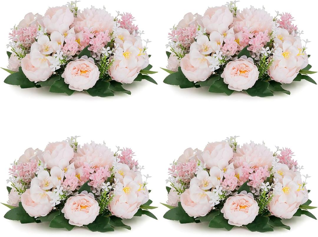 Flower Balls for Centerpieces Wedding Rose - 4 Pcs Artificial Centerpieces Flower, Small Rose Balls for Centerpieces, Fake Flower Ball Arrangement Bouquet for Party, Anniversary, Home, Pink & Purple