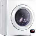 Euhomy Compact Laundry Dryer, 3.5 cu ft Front Load Stainless Steel Clothes Dryers With Exhaust Pipe, 1500W, LCD Control Panel Four-Function Portable Dryer For Apartments, Home, Dorm, White