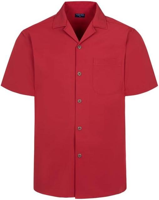 Tropical Storm Hawaiian Shirts for Men Short Sleeve Regular Fit Mens Floral Shirts (Red, S)