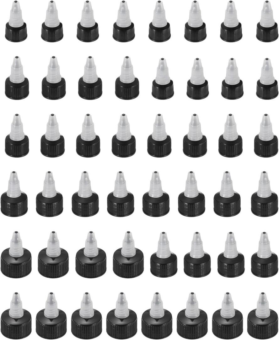 uxcell 48 Pcs Twist Top Caps, 4 Size Plastic Squeeze Bottle Replacement Twist Caps for Glue Dispensing Bottles Dispensing Caps Paint Bottles (Clear/Black)