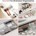 8 Pack Large Clear Plastic Drawer Organizer Bins - Acrylic Bathroom Drawer Organizer Trays - Heavy Duty Kitchen Drawer Dividers for Utensils - Non-Slip Storage Bins for Makeup, Bedroom, Office Desk