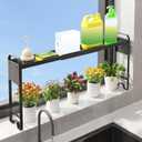 Over The Sink Shelf & Window Plant Shelf, Expandable Kitchen Organization Adjustable in Height & Length, Multi-Purpose Storage Rack for Stove, Bathroom, Study