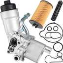 AUTOBABA Engine Oil Cooler Filter Housing Assembly with Gaskets Compatible with 2011-2021 Chevy Cruze Limited Sonic Trax Buick Encore 1.4L Replaces 918-428 55566784 55565388 88179-91400 (Plastic Cap)