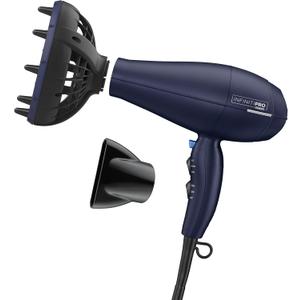 INFINITI PRO CONAIR Hair Dryer with Innovative Diffuser, Enhances Curls and Waves While Reducing Frizz, Dark Blue (1 Count (Pack of 1))
