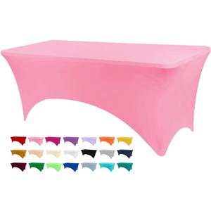 Table Covers for 6 Foot Tables, Hot Pink Washable and Wrinkle Resistant Stretch Tablecloths Rectangle 6ft for Events, Wedding, Banquets, Parties