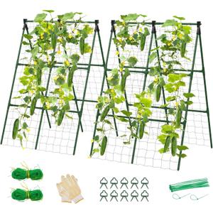 2 Pack Cucumber Trellis, 34"48" Garden Trellis for Climbing Plants Outdoor, A-Frame Vegetable Trellis for Raised Bed, Support for Tomatoes, Squash, Zucchini, Vegetables & Flowers