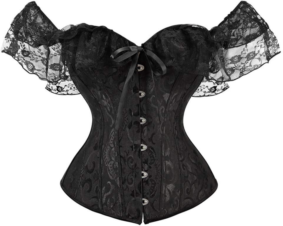 SHYMMUO Corset Top for Women Renaissance Steampunk Bustier Top Sexy Lace Up Corset Top Festival Pirate Halloween Costume (Small, Black)