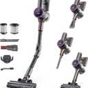 Cordless Vacuum Cleaner, Stick Vacuum Foldable Rechargeable, Powerful Suction Lightweight Vacuum Cleaners for Home, Anti-Tangle, Self Standing for Pet Hair Hardwood Floor Carpet (Purple)