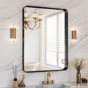 30x36 Inch Black Metal Framed Bathroom Mirror for Wall, HD Tempered Glass, Vanity Mirror for Over Sink, Anti-Rust Aluminum Alloy Mirror, Farmhouse, Horizontally or Vertically Hanging