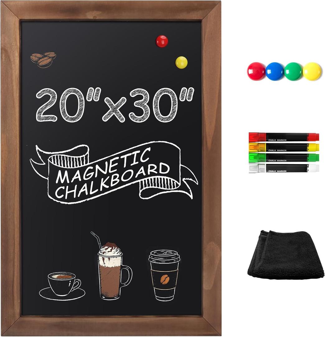 SELEAD 100% Real Wood Frame Magnetic Chalkboard Words Sign - 20" x 30" Rustic Wall Decor Bulletin Chalk Board for Home Kitchen, Business, Restaurant, Farmhouse