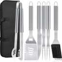 BBQ Grilling Accessories, 16-Inch Stainless Steel BBQ Grill Tools Set for Men, Heavy Duty Grilling Accessories Kit for Camping, Kitchen, Extra Thick Barbecue Utensil