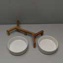 LE TAUCI Dog Bowl Set with Acacia Wood Stand - 1.5-Cup Ceramic Puppy Bowls for Small Dogs, Dual Food and Water Bowls with Weighted Non-Slip Base (Fireworks+Clover)