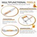 Beekeeping Tools Set of 3 Include Multipurpose Steel Serrated Uncapping Knife 7 Functions Beekeeping Hive Scraper and Frame Gripper with Wooden Handle Stainless Steel Beekeeping Equipment