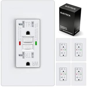 ELECTECK 5 Pack GFCI Outlets 20 Amp, Outdoor Weather Proof (WR), Self-Test GFI Receptacles with LED Indicator, Ground Fault Circuit Interrupter, Screw less Wall plate Included, UL Listed, White