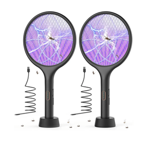 YISSVIC Electric Fly Swatter 4000V Bug Zapper Racket Dual Modes Mosquito Killer with Purple Mosquito Light Rechargeable for Indoor Home Office Backyard Patio Camping (Black-1 Pack)