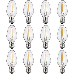 LED Night Light Bulbs,C7 0.4 Watt Decorative Light Bulbs for Window Candles/String Lights/Night Lights,Waterproof, Warm White,12 Pack (Equivalent to 4 Watt Incandescent Bulb)