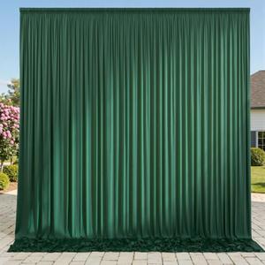 10x 10ft Wrinkle Free Hunter Green Backdrop Curtains for Parties, Thick Fabric Emerald Photo Backdrop Drapes Panels for Weddings Birthday Party Photography Background