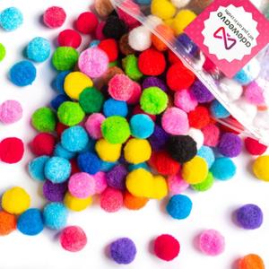 Adeweave 1 Inch 300 Pom poms Soft and Fluffy Craft Pom Pom Balls Multicolor Craft Supplies Pompoms for Arts and Crafts in a Reusable Box, Large Puff Ball Ideal for DIY and School Activities