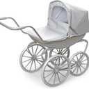 Badger Basket London Doll Stroller - Stylish Toy Stroller for 18 Inch Dolls - Adjustable Canopy, Sturdy Handle, Durable Design for Pretend Play and Doll Accessories - Gray