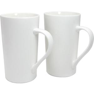20 OZ Simple Pure White Mug (Set of 2) Plain Large Tall White Ceramic Milk Tea Coffee Mug with Handle as A Gift for Dad Mom Friends, 2pcs