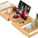 Bathtub Tray Caddy,Premium Bamboo Expandable Bath Tub Trays Table, Foldable Bathroom Accessories,Great House Warming, Anniversary and Birthday Gifts,Natural