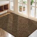 BEQHAUSE Door Mats 32x48, Dirt Trapper Doormats Indoor, Non-Slip Washable Entryway Rugs, Super Absorbent Welcome Mat for Front Door, Mud Shoes & Paws, Brown