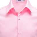 AOTIK Boys Dress Shirts Long Sleeve Button Down Shirts Stretch Formal School Uniform Shirt 2 Fits (Regular/Husky) 3 Pink