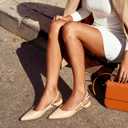 DREAM PAIRS Slingback Flats for Women, Pointed-Toe Elegant Women's Ballet Flats with Buckle Strap, Classic Low Heel Dress Shoes for Casual Work Office Party, Size 7
