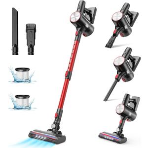 WELOV Cordless Vacuum Cleaner, S25 Powerful Stick Vacuum with 28KPa Suction, 300W Lightweight Handheld Vacuum, Up to 45 Mins Runtime, Detachable Battery with 2200mAh, for Hard Floor Pet Hair