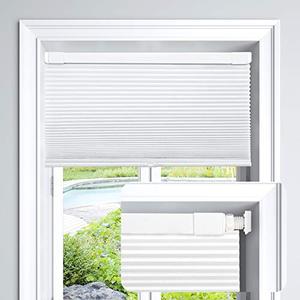 LazBlinds Cordless Cellular Shades, No Tools No Drill Light Filtering Honeycomb Shades Pleated Blinds for Windows, 29'' W x 48'' H, White