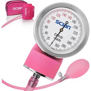 SCIAN Manual Blood Pressure Cuff - Aneroid Sphygmomanometer with European Cuff 8.7-16.5" and D-Ring, Come with Carrying Bag for Nurse Doctor Senior Adult, Pink