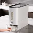 IEEK Rice Dispenser 12 Lbs,Large Cereal Dry Food Storage Containers Rice Storage Container Sealed Moisture Proof with Measuring Cup for Kitchen Pantry Household, White and Grey