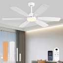 Ceiling Fans with Lights, 52 Inch Ceiling Fan with Light and Remote, 3CCT Dimmable, 6 Speed Reversible DC Motor,6 Blades Modern White Ceiling Fan for Bedroom, Indoor/Outdoor Use