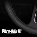 Carodi Latest Nappa Leather car Steering Wheel Cover, Stylish Non-Slip Leather car Interior 15 inches Universal (D-Shape,Black)
