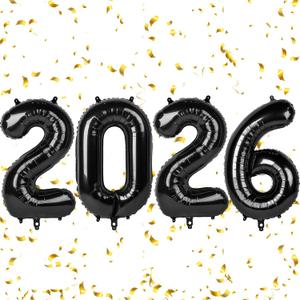 2026 Balloons - 40 Inch 2026 Black Number New Years Balloons - Foil Happy New Year Balloons for News Years Eve Party Supplies 2026 - New Years Decorations 2026 - Graduation Decorations Class of 2026