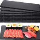Zopeal 10 Pcs 11.8" X 5.9" Black Slate Charcuterie Boards Charcuterie Stone Plates with Natural Edge Slate Cheese Tray Serving Stone Board for Kitchen Dining Party Meat Fruits Display Chalkboard