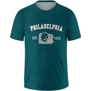 Men's Football Shirts Short Sleeve City Map Helmet T-Shirt Team Color Game Day Apparel Fans Gift S-2XL (For-philadelphia)