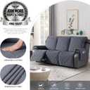 TAOCOCO Waterproof Recliner Sofa Cover Couch Cover for Reclining Couch 3 Seat Non-Slip Split Sofa Slipcover 3-Pieces with Straps, Washable Reclining Sofa Cover for Kids Pets(3 Seater, Dark Grey)
